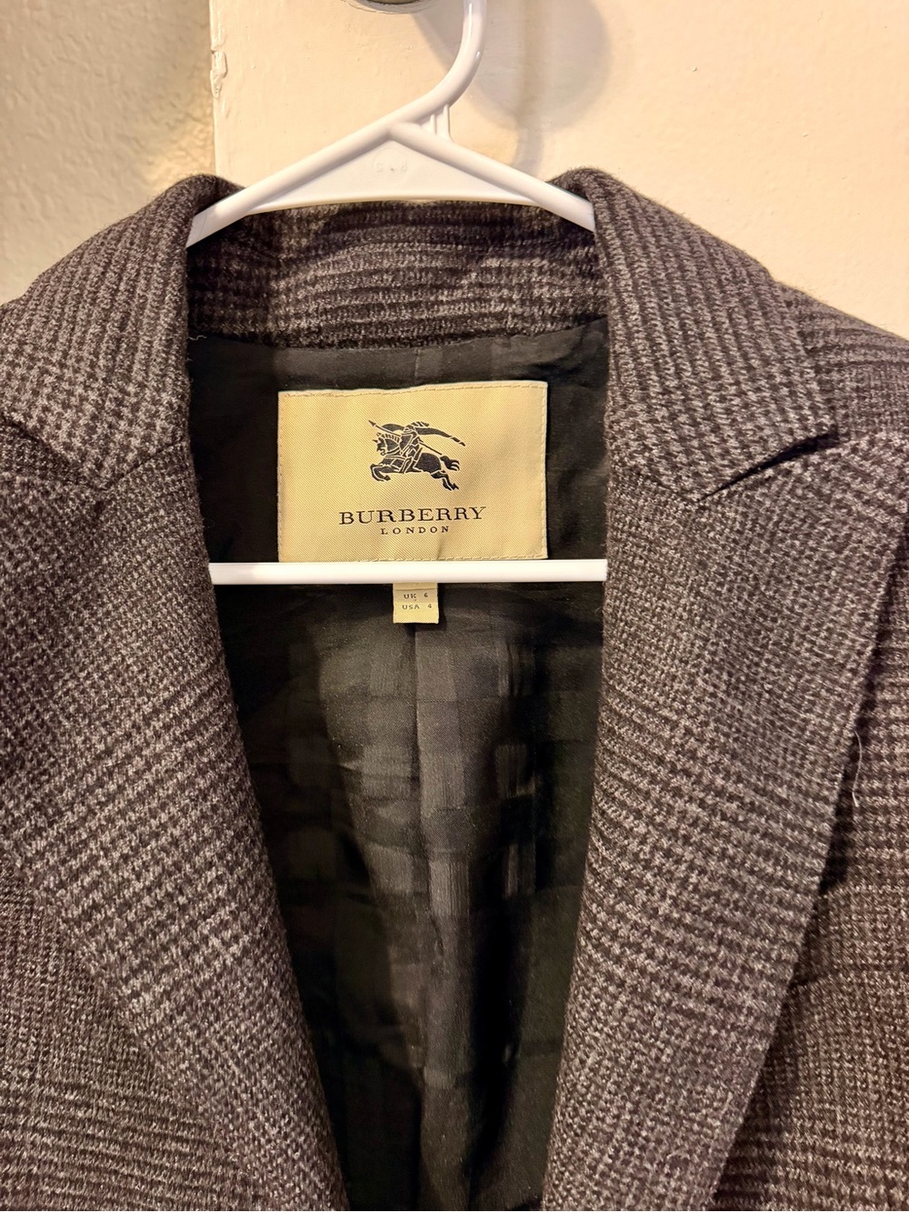 Burberry Gray black Houndstooth Wool Blazer